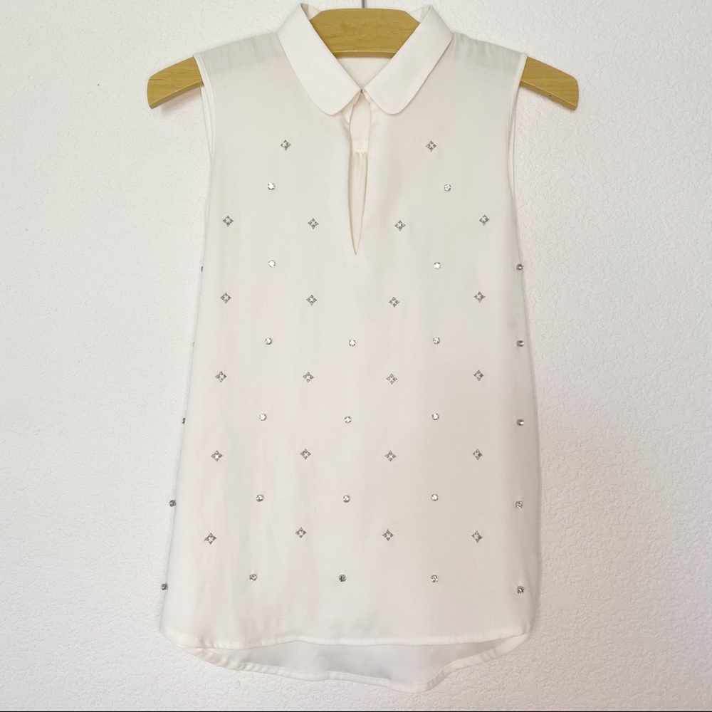 ANN TAYLOR White Gem Tank XS